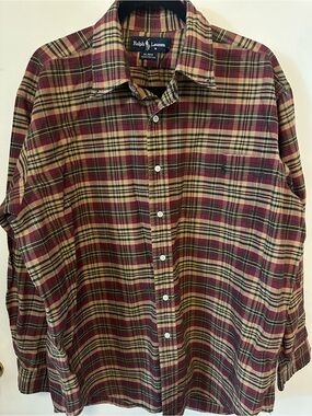 Ralph Lauren Blaire Relaxed Fit Tartan Plaid Shirt XL 100% Cotton
